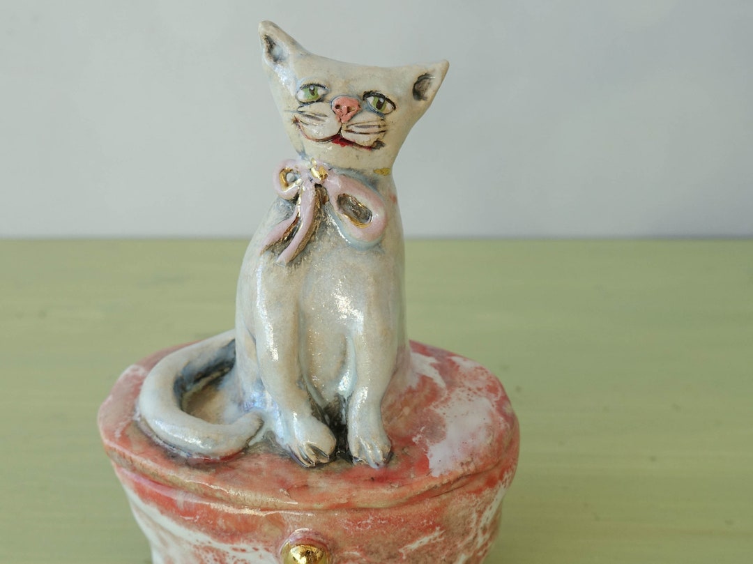 Ceramic Cat Box in Handmade. Ceramic ART .ceramic Sculpture Etsy