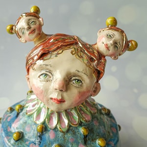 Doll fases Handmade Blue Ceramic Box – Jewelry Storage . Artistic Pottery Home Decor