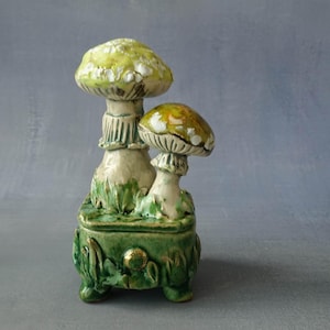 Mushrooms Pottery Box .Ceramic ART sculpture.Jewelry box