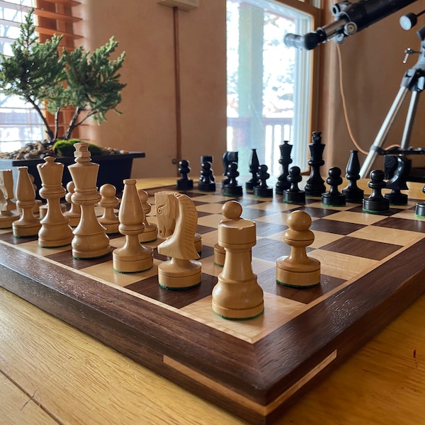 Elegant Handcrafted Walnut & Maple Chessboard - Large 2" squares, perfect competition size