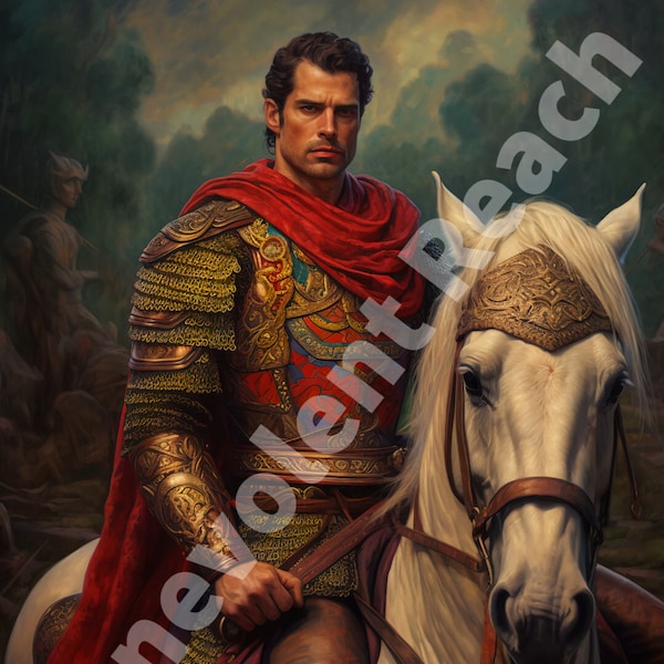 Digital Print- Roman Soldier on Horse, Classic Art Style Painting, Digital Print