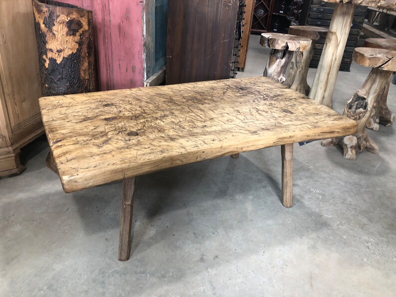 Old Rustic Slab Antique Rustic Slab Wood Coffee Table With Peg Legs From Hungary - Etsy