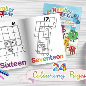Nummerblokken 1-20 Kleurplaten - digitaal afdrukbaar - 24 PAGINA'S - PLUS Blockzilla - Octonaughty - Terrible Twos - Big Tum