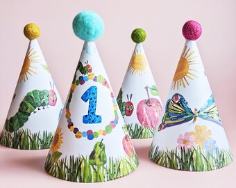 Very Hungry Caterpillar Birthday Party Hats: Ages 1-6 (Printable PDF)