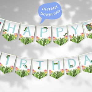 Very Hungry Caterpillar Birthday Banner - Digital File - Hungry Caterpillar Birthday Party Bunting  - Printable PDF