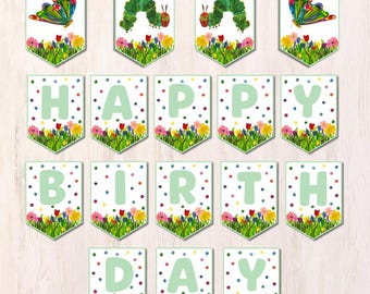 Hungry Caterpillar Birthday Banner: Printable Party Bunting (Digital Download)