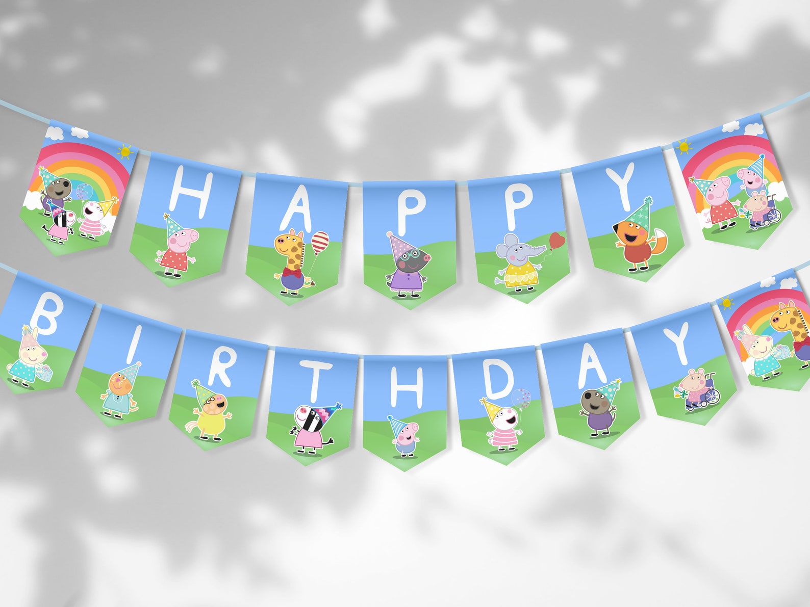 PEPPA PIG Birthday Banner Digital Printable Peppa &amp; Friends Birthday ...