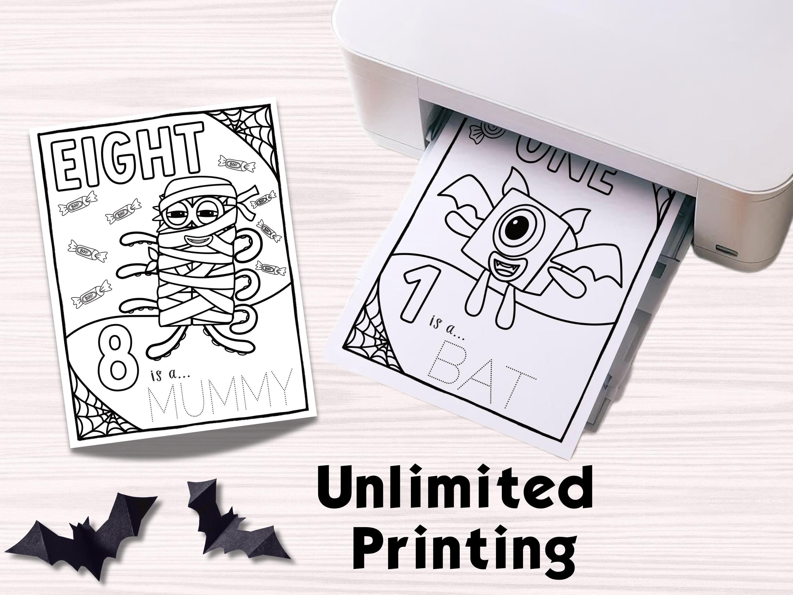 Numberblocks HALLOWEEN Colouring Pages - Digital Printable - 11 Pages ...