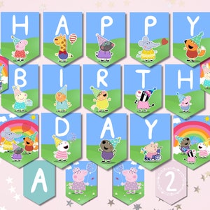 PEPPA PIG Birthday Banner Digital Printable Peppa &amp; Friends Birthday ...