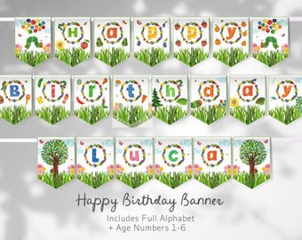 Hungry Caterpillar Birthday Banner: 1st-6th Birthday + Whole Alphabet (Digital Download)