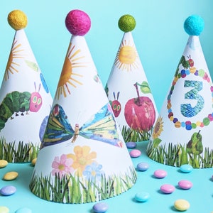 Very Hungry Caterpillar Birthday Hats - Printable Hats - Hungry Caterpillar Birthday Party  - Printable PDF - 1st Birthday to 6th - 6 Styles
