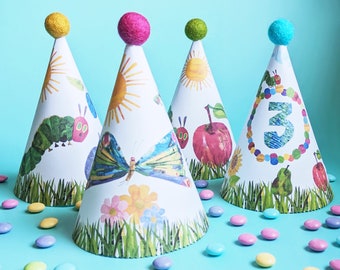Very Hungry Caterpillar Birthday Party Hats: Ages 1-6 (Printable PDF)