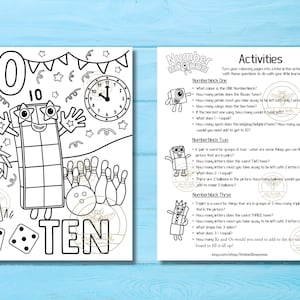 Numberblocks Colouring Book - Digital Printable - 11 Pages + 4 Pages of ...