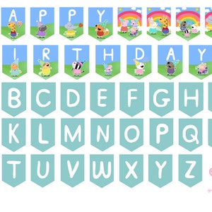 PEPPA PIG Birthday Banner Digital Printable Peppa &amp; Friends Birthday ...