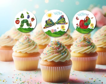 Hungry Caterpillar Cupcake Toppers: Birthday Party Decor (Printable PDF)