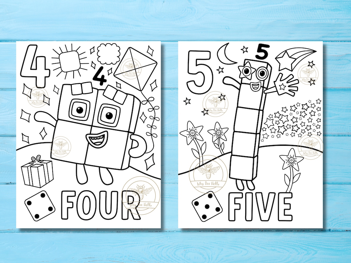Numberblocks Coloring Book: 1-10, 11 Pages + Questions (digital ...