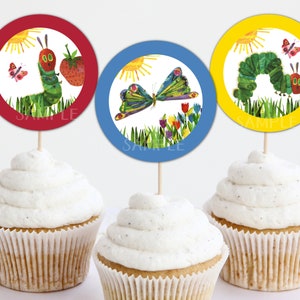 Very Hungry Caterpillar Cupcake Toppers - Digital File - Hungry Caterpillar Birthday Party  - Printable PDF