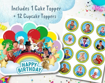 Mr Tumble Cake Topper + 12 Cupcake Toppers - Digital Print - Mr Tumble Happy Birthday - Printable Cake Topper - PNG - PDF