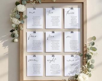 Plan de table de mariage, Liste d'invités minimaliste moderne personnalisée, Plan de table de mariage, Plaque Trouvez votre siège, Cartes de table de mariage, Plan de table