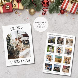 Carte de Noël minimaliste personnalisée avec photos de 12 mois, carte moderne, carte de collage photo, carte photo personnalisée, cadeau souvenir unique