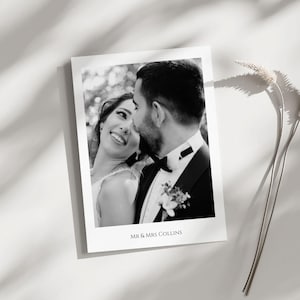 Tarjeta de agradecimiento de boda con foto, tarjeta de agradecimiento minimalista, tarjeta de agradecimiento personalizada, tarjeta de agradecimiento estilo Polaroid, tarjeta con foto personalizada