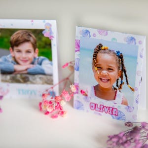 Tarjetas de lugar para fiesta de sirena personalizadas, regalos de fiesta para niños, tarjetas de fiesta de cumpleaños de sirena con foto, tarjetas de lugar con foto personalizadas