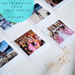 Impresiones cuadradas, tarjetas de lugar para bodas, impresiones personalizadas con su texto, impresiones digitales, obsequio fotográfico personalizado, decoración de habitaciones universitarias, plano de mesa de boda con fotografía