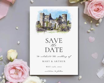 Custom Venue Save The Date, Wedding Venue Illustration, Watercolor Venue Sketch, Personalized Venue Art, Illustrated Wedding Save The Date