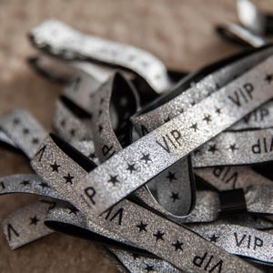 VIP Wristband Glitter Gold Silver, Festival Bracelet, Party Wristband, Event Wristband, Festival Party Favors, Glitter VIP Band, Entry Bands