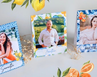 Mediterranean Style Place Cards, Lemon Place Card, Italian Wedding, Destination Wedding, Photo Wedding Card, Italian Decor, Amalfi Coast Tag