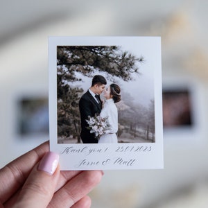 Gepersonaliseerde bedankkaarten voor bruiloft, bedankkaart voor bruiloft, bedankkaart met foto, bedankkaart met foto in instax-stijl, bedankkaart voor gasten