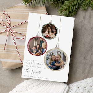 Tarjeta navideña minimalista personalizada con fotos de 12 meses, tarjeta moderna, tarjeta con collage de fotos, tarjeta con fotos personalizada, regalo de recuerdo único