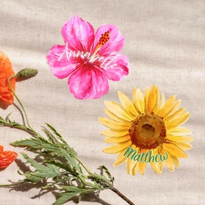 Personalised Wedding Place Cards, Custom Flower Name Card, Floral Table Name Tag for Wedding, Bridal Shower, Baby Shower, Flower Escort Card