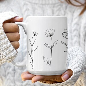 Flower Drawings Ceramic Mug (11oz & 15oz)