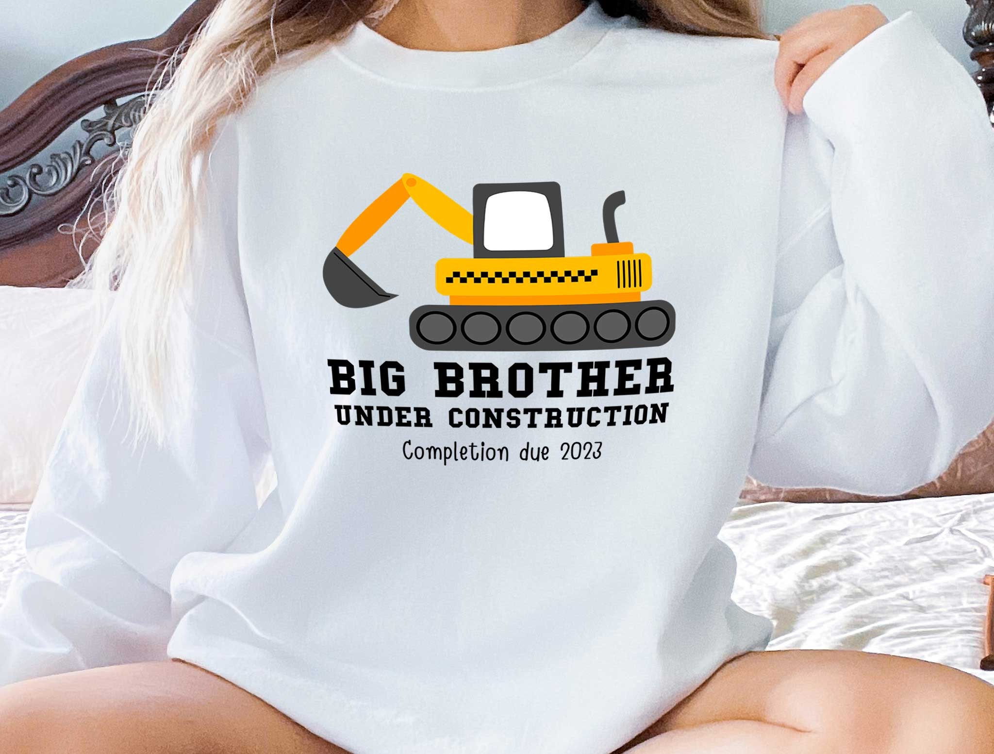 Discover Big Brother Under Construction Shirt, Custom Birth Date Shirt, Birthday Gift for Kids, Big Brother Shirt, Pregnancy Announcement Kids Shirt