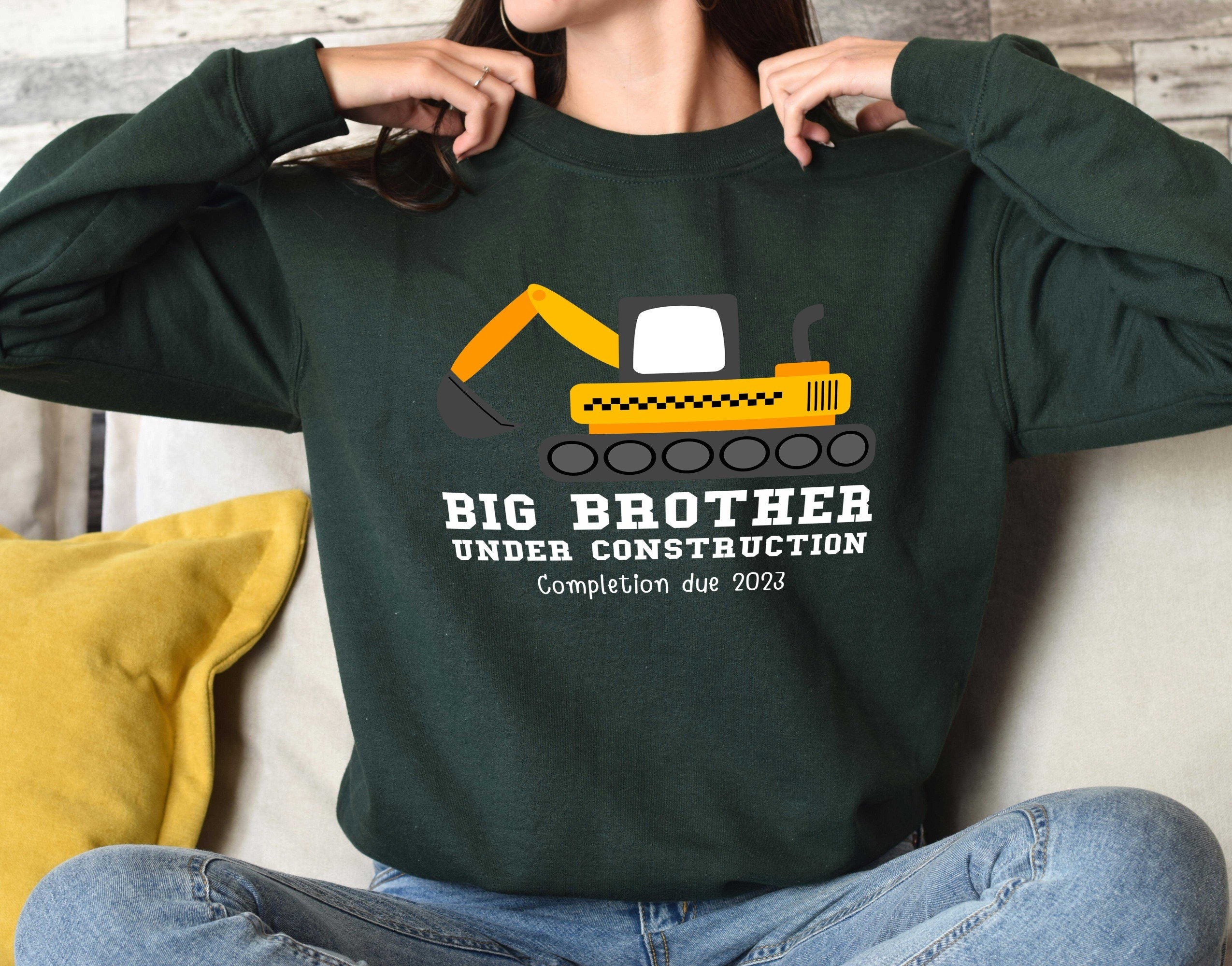 Discover Big Brother Under Construction Shirt, Custom Birth Date Shirt, Birthday Gift for Kids, Big Brother Shirt, Pregnancy Announcement Kids Shirt