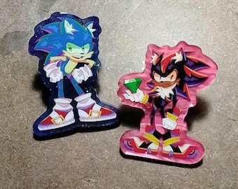 Sonic and Shadow Pearl Acrylic Pins