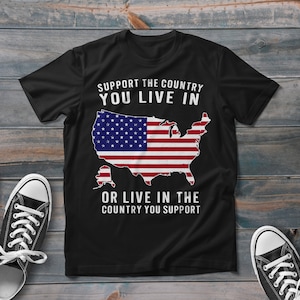Apoye la camiseta del país en el que vive, camisa vintage del mapa estadounidense, camiseta con la bandera estadounidense, camiseta patriótica, camisa de veteranos, regalo patriótico
