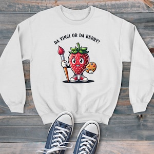 Strawberry Painter Da Berry Cartoon Style Sudadera unisex, suéter gráfico retro, estilo moderno y divertido