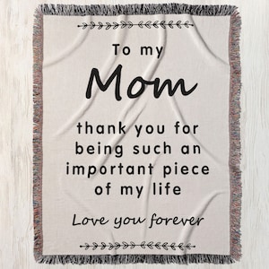 Manta tejida familiar, manta de agradecimiento con carta a mamá, acogedora manta de estilo cottagecore para jardín, el mejor regalo para el día de la mamá