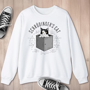 Felpa con cappuccio Schrödinger Cat, Felpa con cappuccio Schrödinger, Top con gatto in scatola e formule, Maglione scientifico divertente, Il miglior regalo di fisica