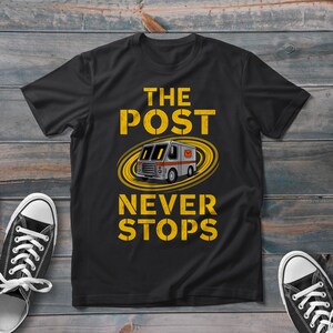 Camiseta de cartero, camiseta retro con el mensaje "Post Never Stops", camiseta de moda para repartidores de correos, el mejor regalo para trabajadores postales