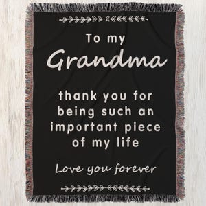 Manta tejida familiar, manta de agradecimiento con carta a la abuela, acogedora manta de jardín Cottagecore, el mejor regalo para el Día de la Madre