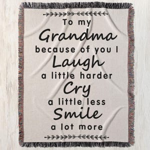 Manta tejida familiar, manta con texto "Carta a la abuela por ti", acogedora manta de estilo cottagecore para jardín, el mejor regalo para el Día de la Madre