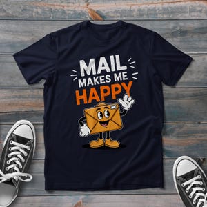 Camiseta de cartero, camiseta vintage Mail Make Me Happy, camiseta de moda para entrega de cartero, el mejor regalo para trabajadores postales