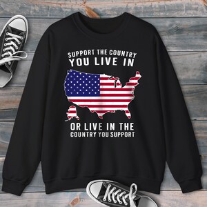 Unterstützen Sie das Land, in dem Sie leben Sweatshirt, Vintage Hoodie der amerikanischen Karte, Top mit der amerikanischen Flagge