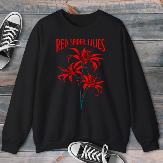 Red Spider Lily Sweatshirt Equinox Flower Hoodie Tokio Red Lilies Dark Academia Sweater Japanese Flower Gift Etsy