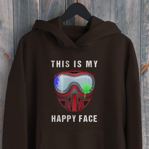 ペイントボール スウェットシャツ、ペイントボール チーム パーカー、This Is My Happy Face セーター、レトロ ペイントボール トップ、ビンテージ ペイントボール ギフト