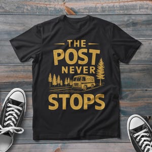 Camiseta de cartero, camiseta vintage con el mensaje "Post Never Stops", camiseta de moda para repartidores de correos, el mejor regalo para trabajadores postales