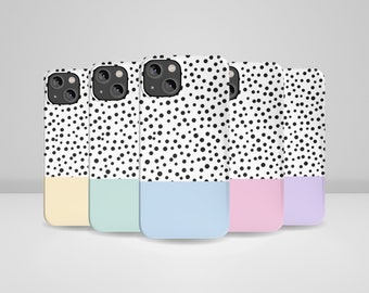 Polka Dot Phone Case With Pastel Colors In 5 Variants, fit for iPhone 14 Pro, 13, 12, 11, XR, 8+, 7